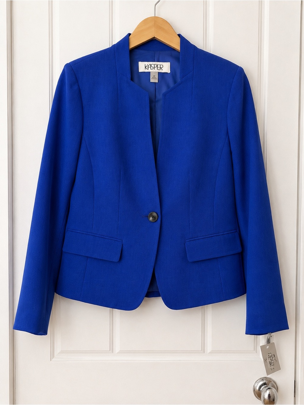 Kasper Bright Azul Blue One Button Blazer Petite 6P NWT